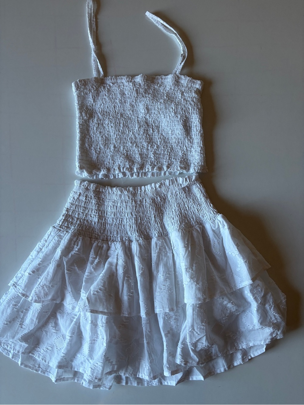 Splendid white cotton set mini skirt cropped tank top stretch women’s XS/small